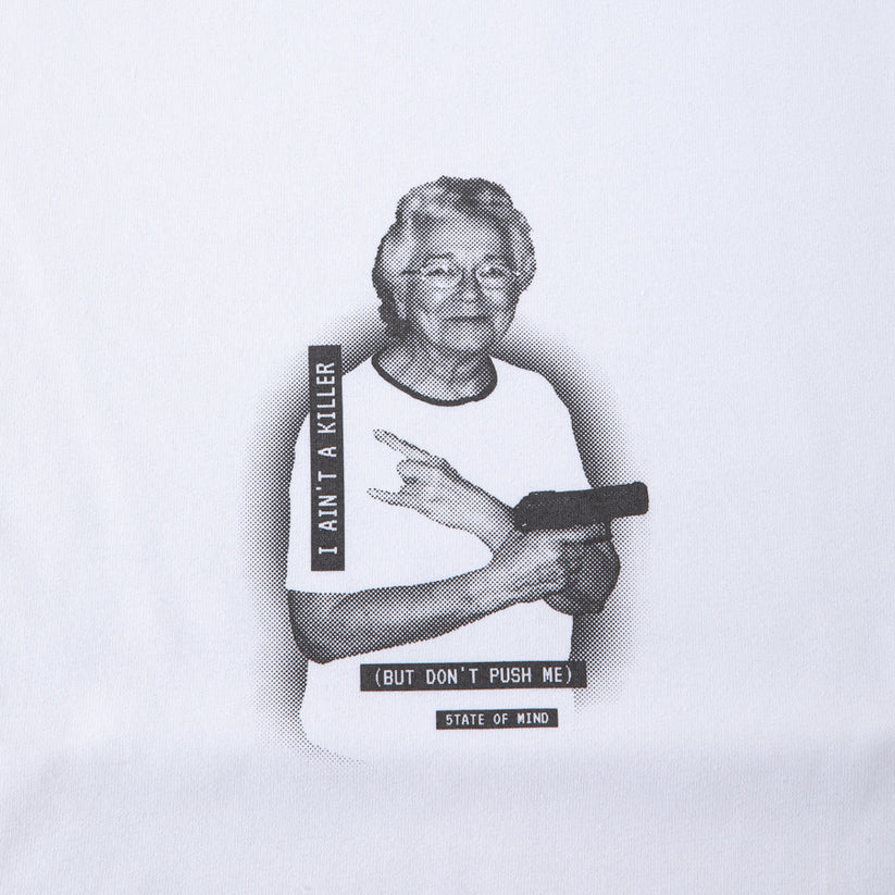 T-SHIRT STATE OF MIND GRANNY GUN BIANCO